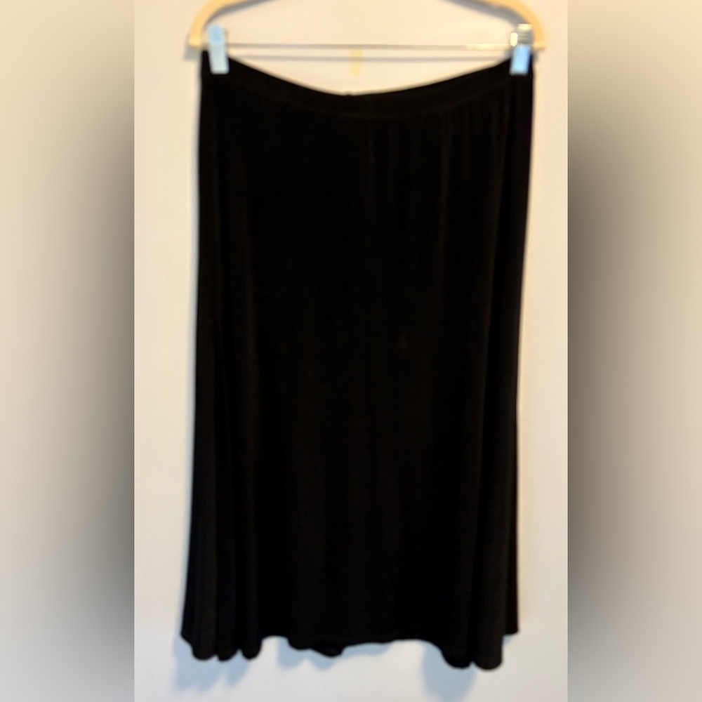 Coldwater Creek A-Line Skirt Women Size M Black Pull On Elastic Waist USA Made